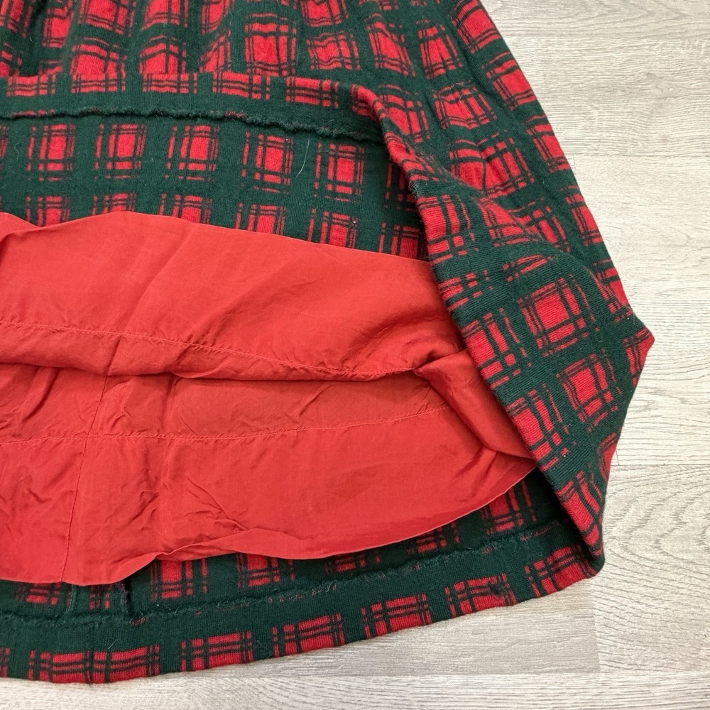 Vintage Marchesa di Gresy Wool Tartan Skirt Womens 8 Red Green Plaid Italy - Picture 4 of 8